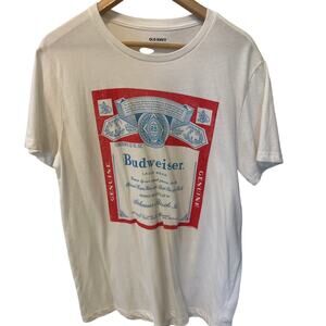 Budweiser Old Navy Graphic T-Shirt Short Sleeve Men's Size Large EUC Beer Slogan